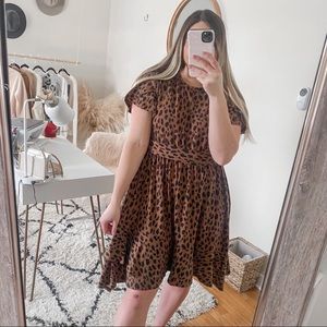 Tickled Teal Leopard Print Short Sleeve Dress Size Extra Large Like New